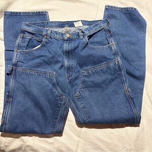 Relaxed Fit Blue Denim Work Jeans with Utility Pockets